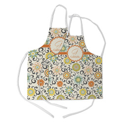 Swirls & Floral Kid's Apron w/ Name and Initial