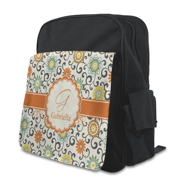Custom Swirls & Floral Preschool Backpack (Personalized)