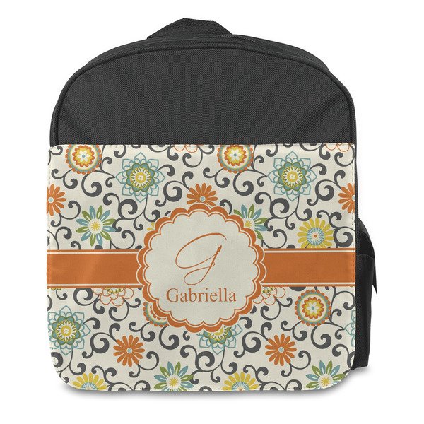 Swirls & Floral Kids Backpack - Front