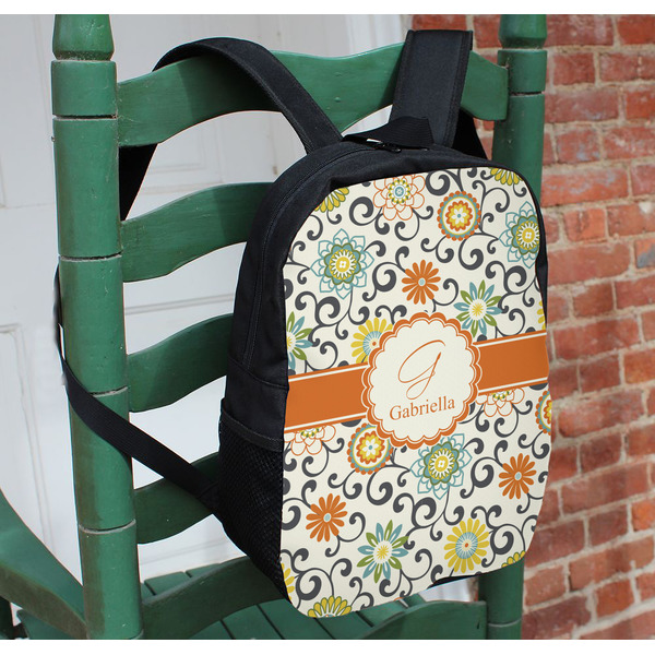Swirls & Floral Kids Backpack - In Context