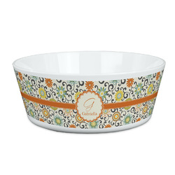 Swirls & Floral Kid's Bowl (Personalized)