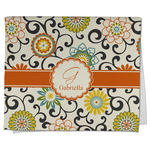 Swirls & Floral Kitchen Towel - Poly Cotton w/ Name and Initial