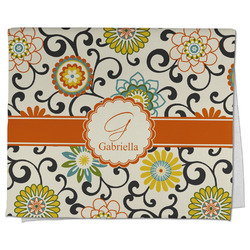 Swirls & Floral Kitchen Towel - Poly Cotton w/ Name and Initial