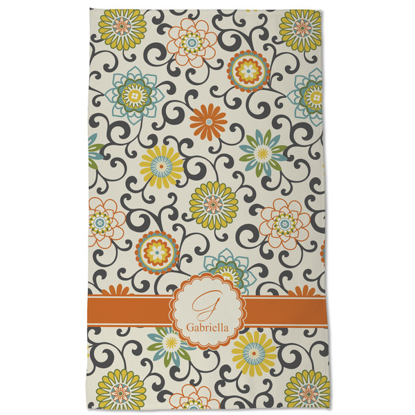 Swirls & Floral Kitchen Towel - Poly Cotton - Full Front