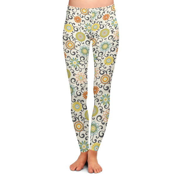 Custom Swirls & Floral Ladies Leggings - Extra Large