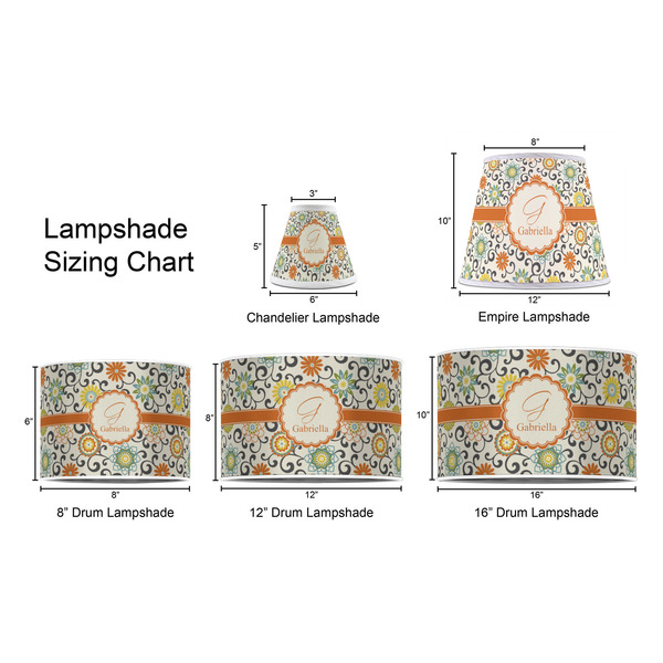 Swirls & Floral Lampshade Sizing Chart