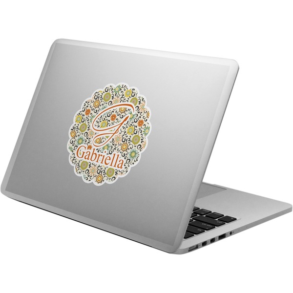 Custom Swirls & Floral Laptop Decal (Personalized)