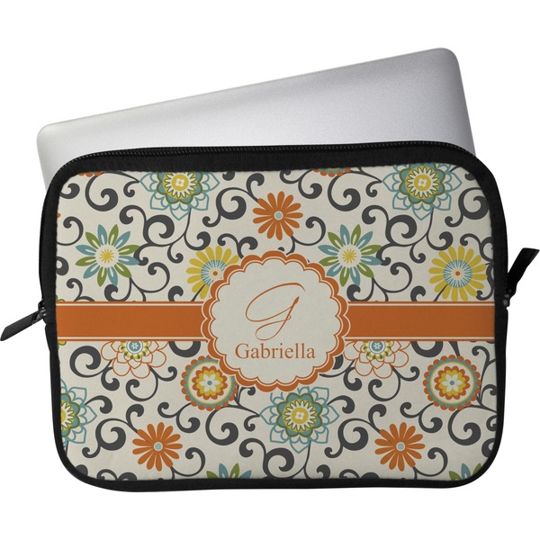 Custom Swirls & Floral Laptop Sleeve / Case (Personalized)