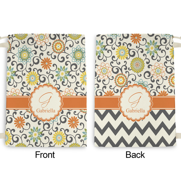 Swirls & Floral Large Laundry Bag - Front & Back View