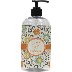 Swirls & Floral Plastic Soap / Lotion Dispenser (Personalized)