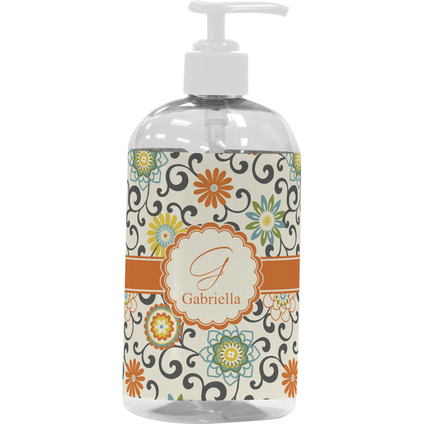 Swirls & Floral Large Liquid Dispenser (16 oz) - White