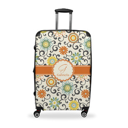 Swirls & Floral Suitcase - 28" Large - Checked w/ Name and Initial