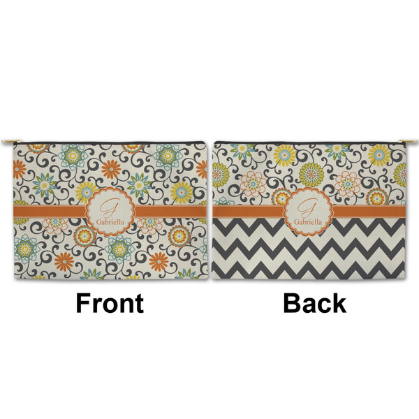 Swirls & Floral Large Zipper Pouch Approval (Front and Back)