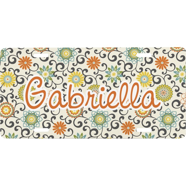 Custom Swirls & Floral Front License Plate (Personalized)