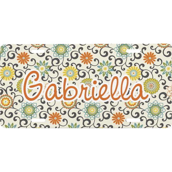 Custom Swirls & Floral Front License Plate (Personalized)