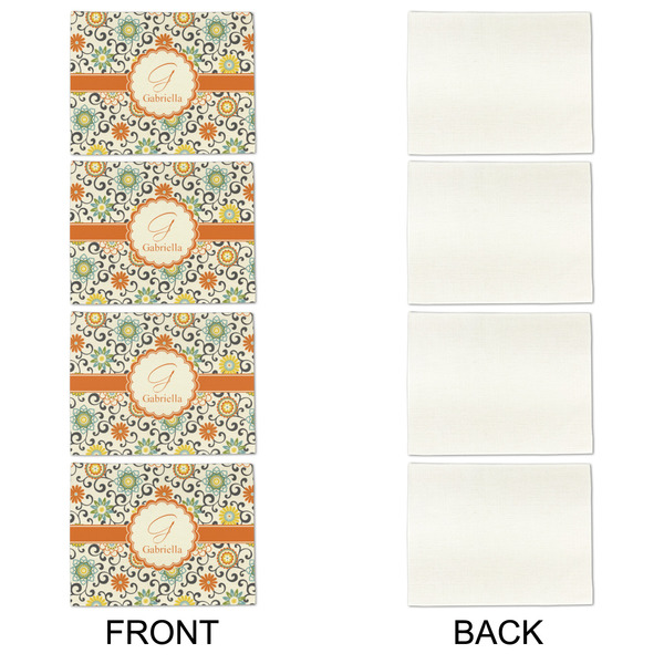 Swirls & Floral Linen Placemat - APPROVAL Set of 4 (single sided)