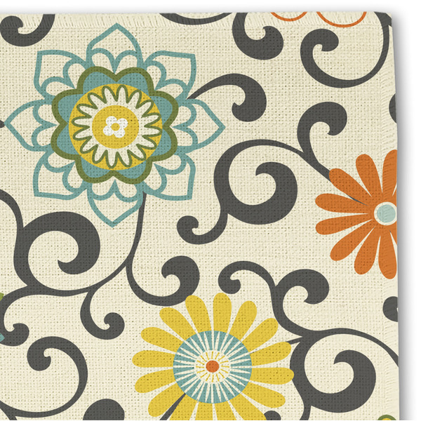 Swirls & Floral Linen Placemat - DETAIL