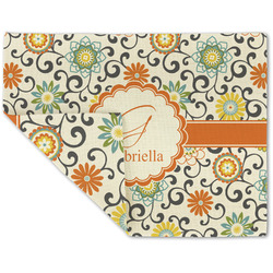 Swirls & Floral Double-Sided Linen Placemat - Single w/ Name and Initial