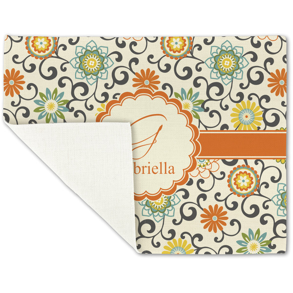 Swirls & Floral Linen Placemat - Folded Corner (single side)