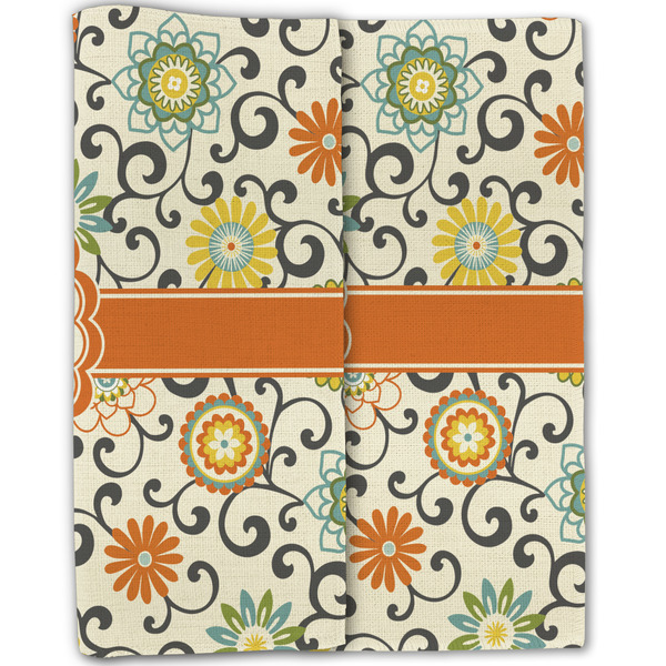 Swirls & Floral Linen Placemat - Folded Half (double sided)