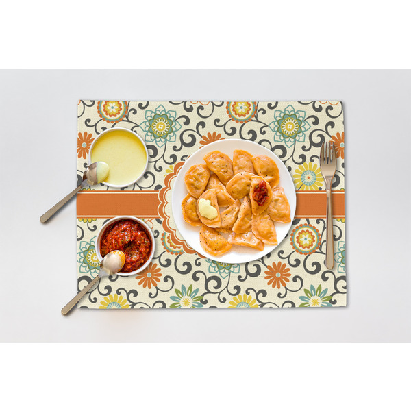 Swirls & Floral Linen Placemat - Lifestyle (single)