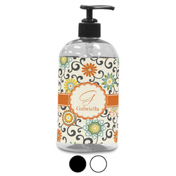 Swirls & Floral Plastic Soap / Lotion Dispenser (Personalized)