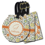 Swirls & Floral Plastic Luggage Tag (Personalized)