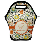Swirls & Floral Lunch Bag w/ Name and Initial
