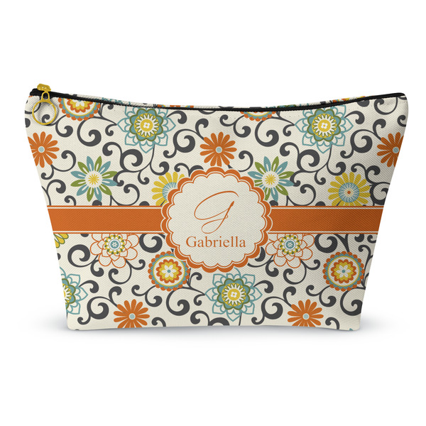 Custom Swirls & Floral Makeup Bag - Small - 8.5"x4.5" (Personalized)