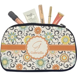 Swirls & Floral Makeup / Cosmetic Bag - Medium (Personalized)