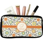 Swirls & Floral Makeup / Cosmetic Bag - Small (Personalized)