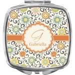 Swirls & Floral Compact Makeup Mirror (Personalized)