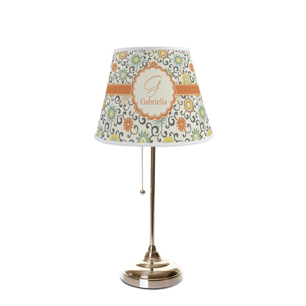 Swirls & Floral Poly Film Empire Lampshade - On Stand
