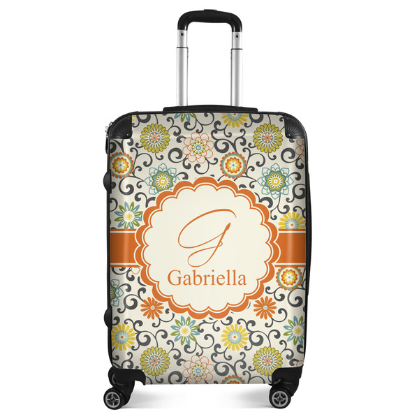 Custom Swirls & Floral Suitcase - 24" Medium - Checked (Personalized)