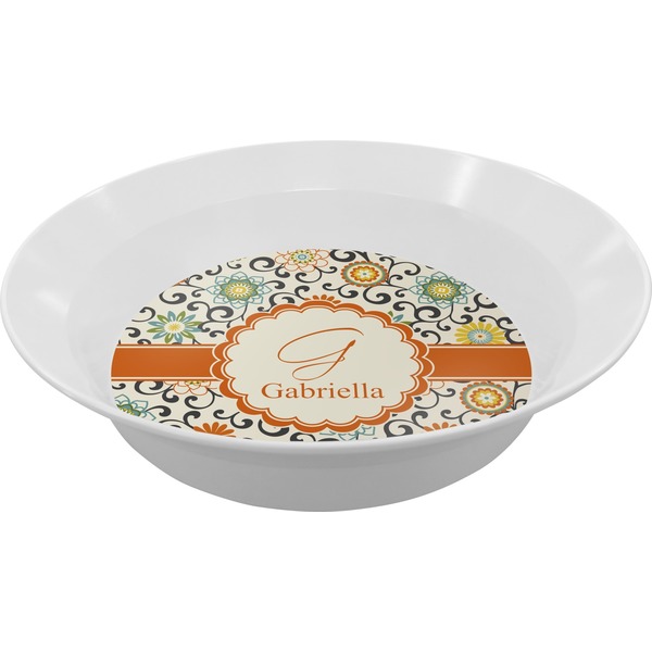 Custom Swirls & Floral Melamine Bowl - 12 oz (Personalized)