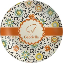 Swirls & Floral Melamine Plate (Personalized)