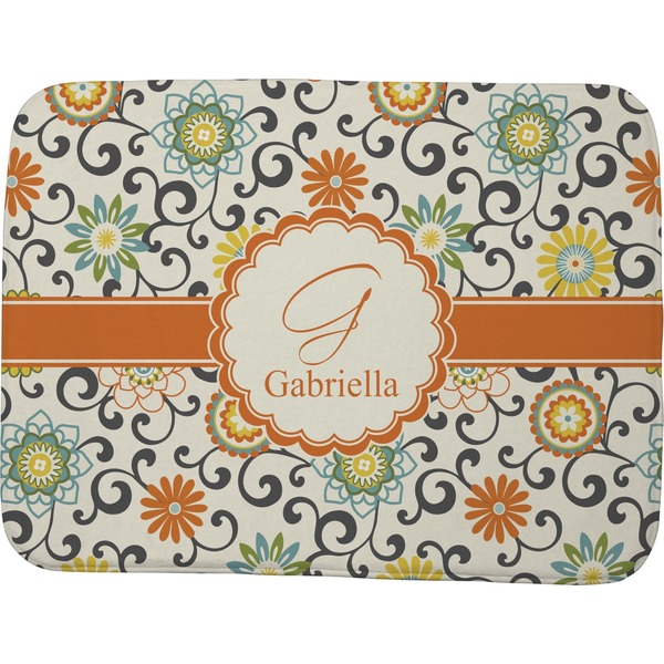 Custom Swirls & Floral Memory Foam Bath Mat - 48"x36" (Personalized)
