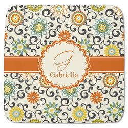 Swirls & Floral Memory Foam Bath Mat - 48"x48" (Personalized)