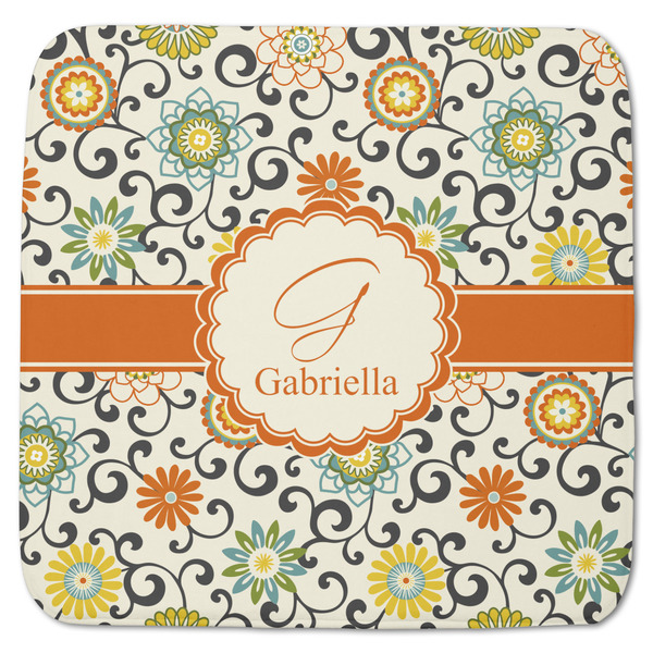 Custom Swirls & Floral Memory Foam Bath Mat - 48"x48" (Personalized)