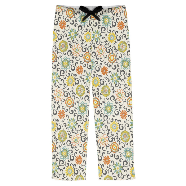Custom Swirls & Floral Mens Pajama Pants - XL