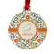 Swirls & Floral Metal Ball Ornament - Double Sided w/ Name and Initial
