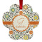Swirls & Floral Metal Paw Ornament - Double Sided w/ Name and Initial
