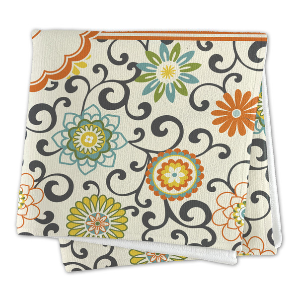 Swirls & Floral Microfiber Dish Rag - FOLDED (square)