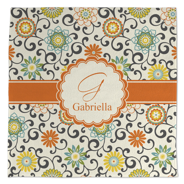 Custom Swirls & Floral Microfiber Dish Towel (Personalized)
