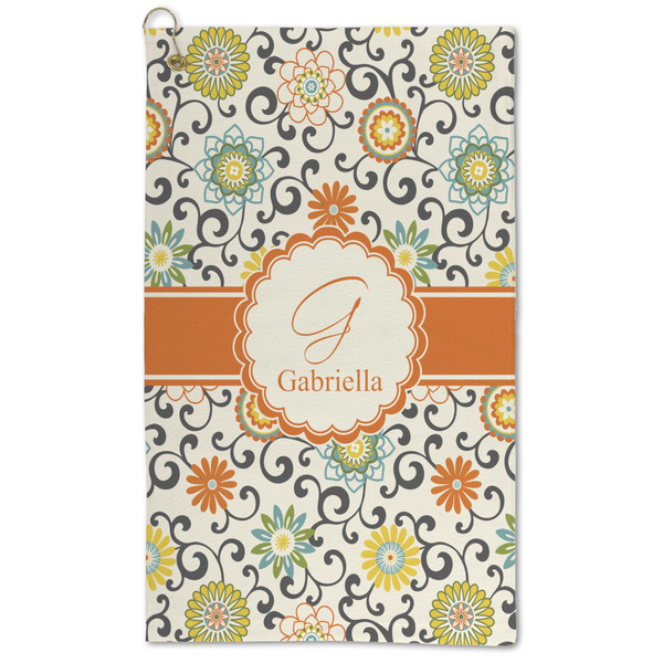 Custom Swirls & Floral Microfiber Golf Towel (Personalized)