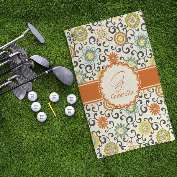 Swirls & Floral Microfiber Golf Towels - LIFESTYLE