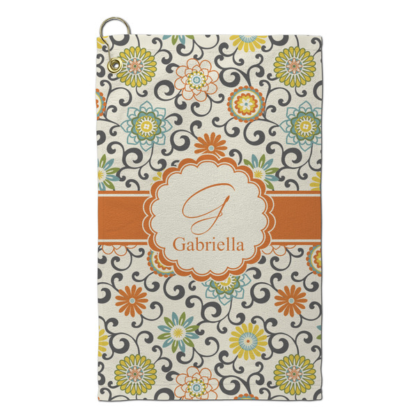 Custom Swirls & Floral Microfiber Golf Towel - Small (Personalized)