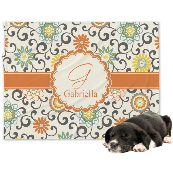 Custom Swirls & Floral Dog Blanket (Personalized)
