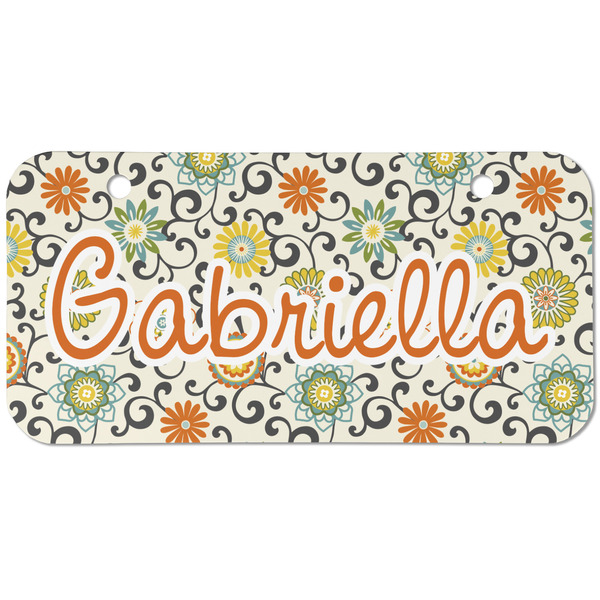 Custom Swirls & Floral Mini/Bicycle License Plate (2 Holes) (Personalized)