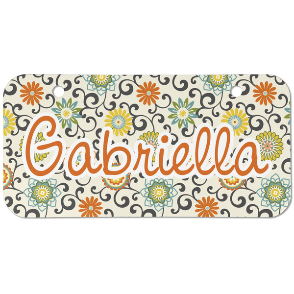 Custom Swirls & Floral Mini/Bicycle License Plate (2 Holes) (Personalized)